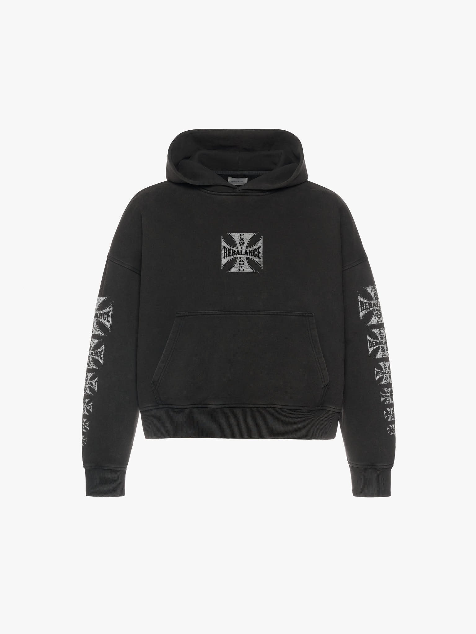 Rebalance The Earth Biker Hoodie - Jet Black