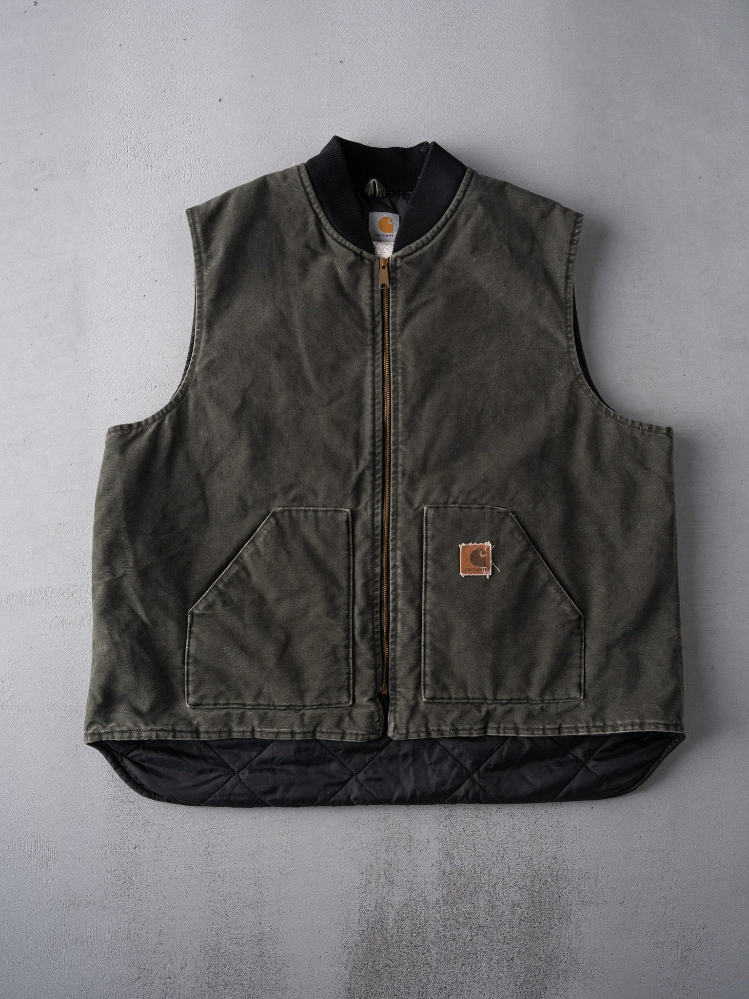 Vintage 90s Faded Green Carhartt Vest (XXL)