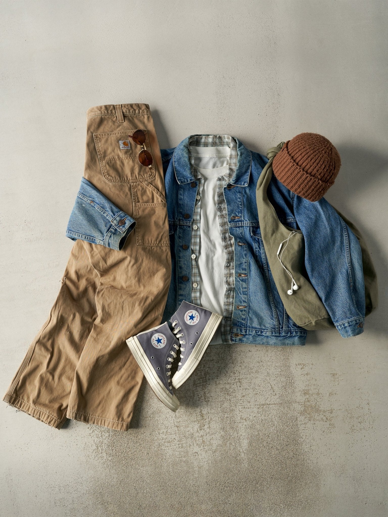 Vintage Y2K Beige Carhartt Flannel Lined Carpenter Pants (32x32)