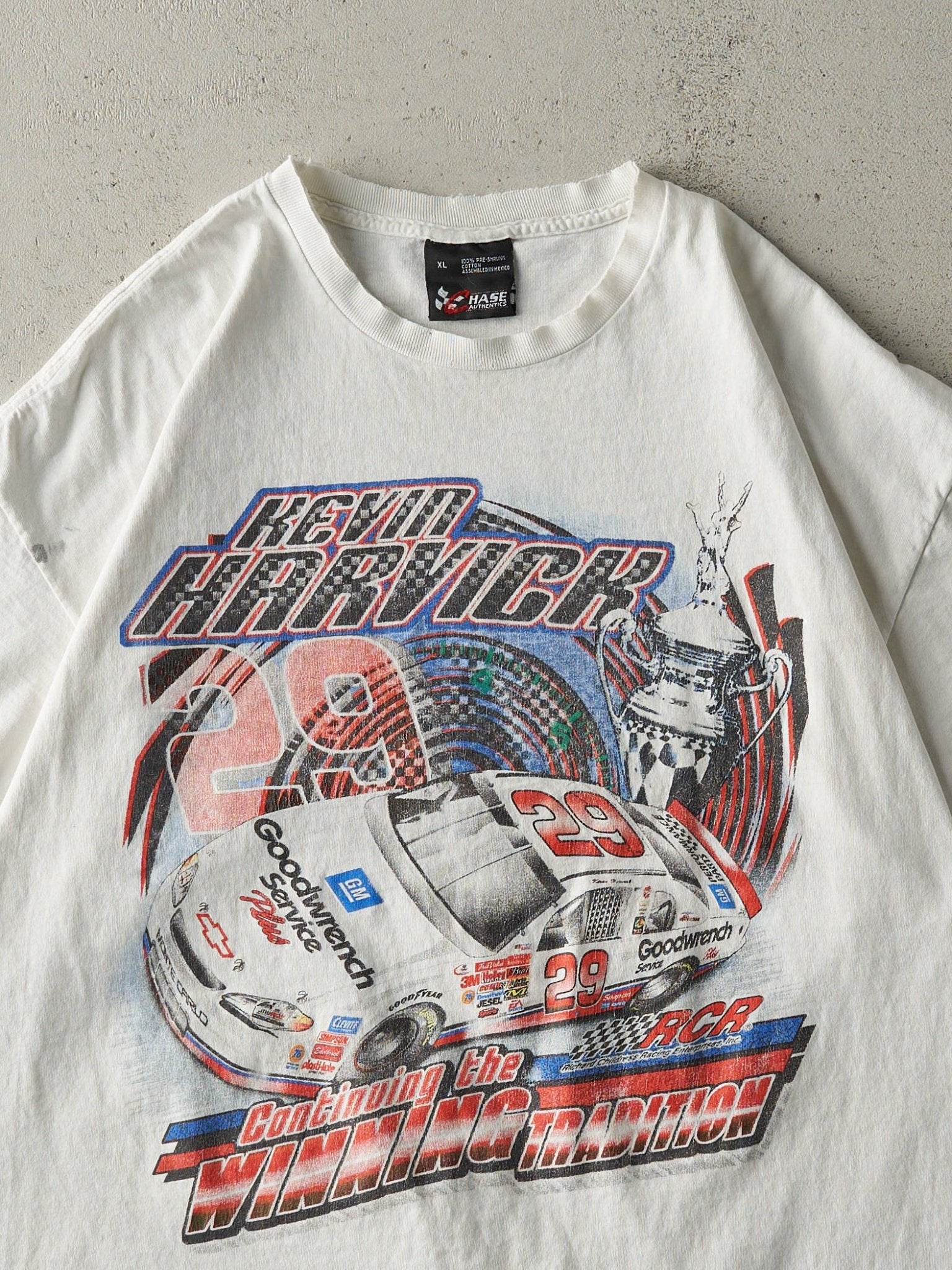 Vintage Y2K White Nascar #29 Kevin Harvick Racing Tee (L/XL)