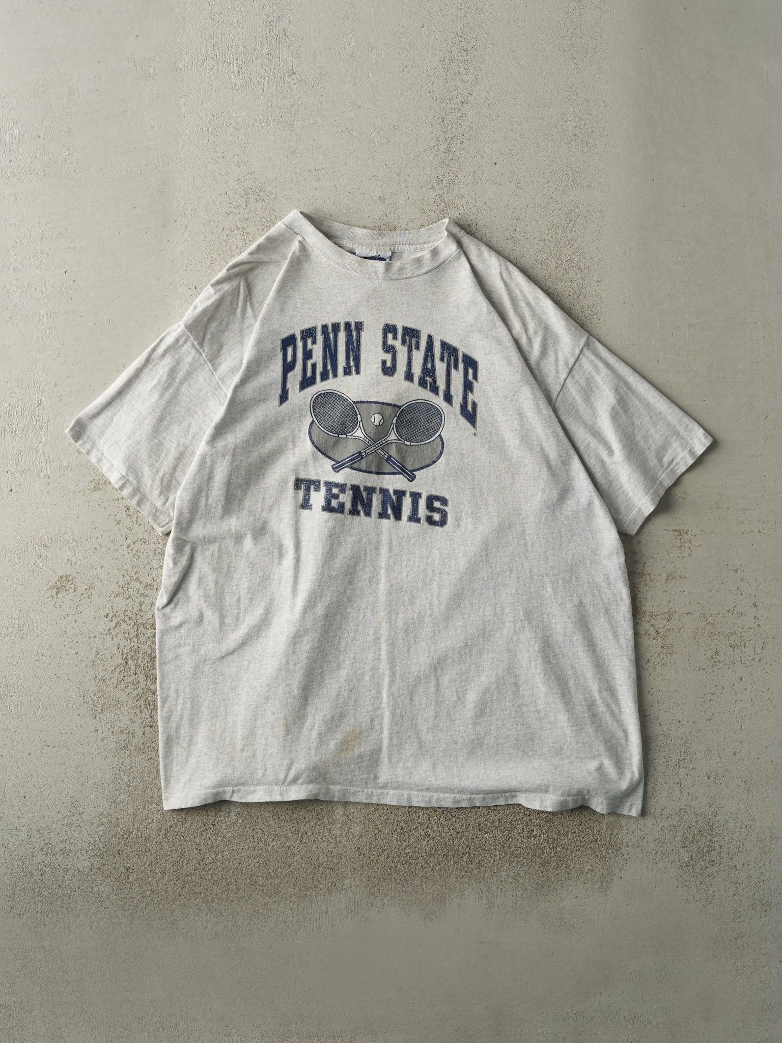 Vintage 90s Heather Grey Penn State Tennis Single Stitch Tee (L/XL)