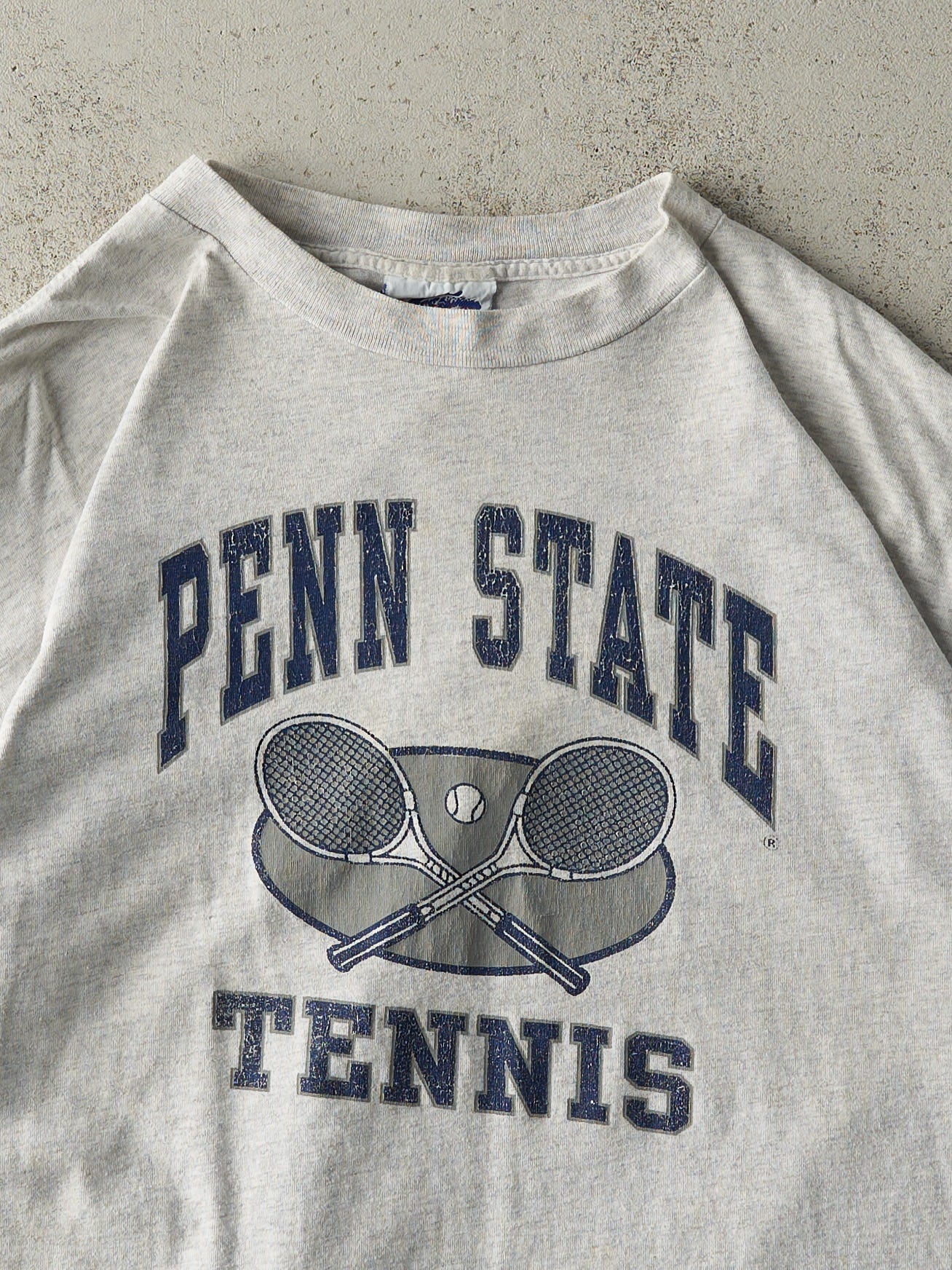 Vintage 90s Heather Grey Penn State Tennis Single Stitch Tee (L/XL)