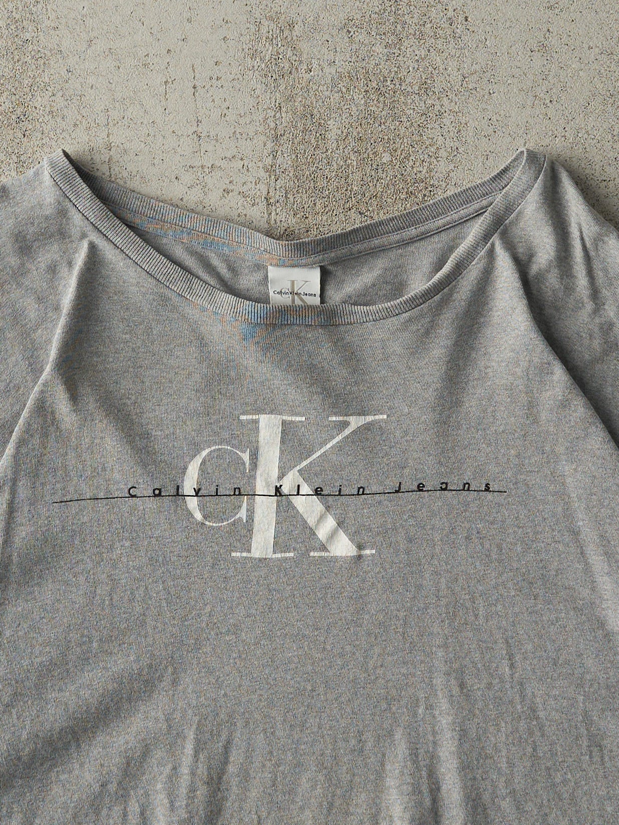 Vintage Y2K Grey Calvin Klein Jeans Boxy Tee (XXL)