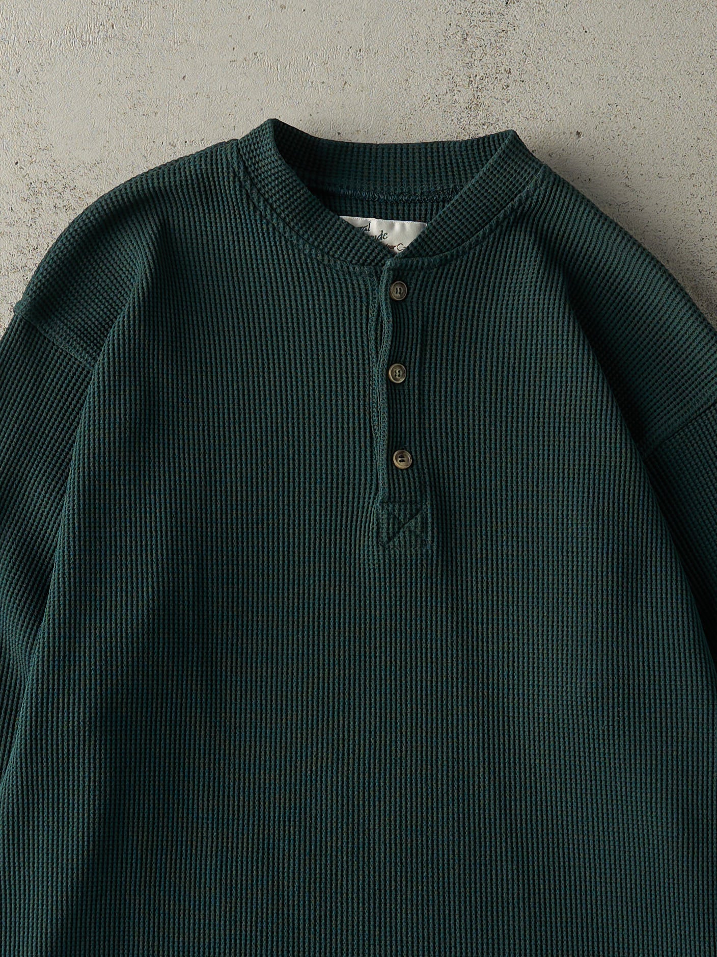 Vintage 90s Green Quarter Button Thermal Long Sleeve (M)