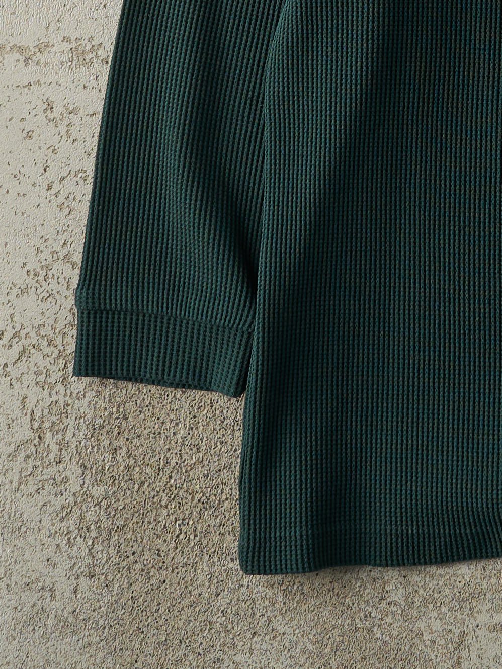 Vintage 90s Green Quarter Button Thermal Long Sleeve (M)