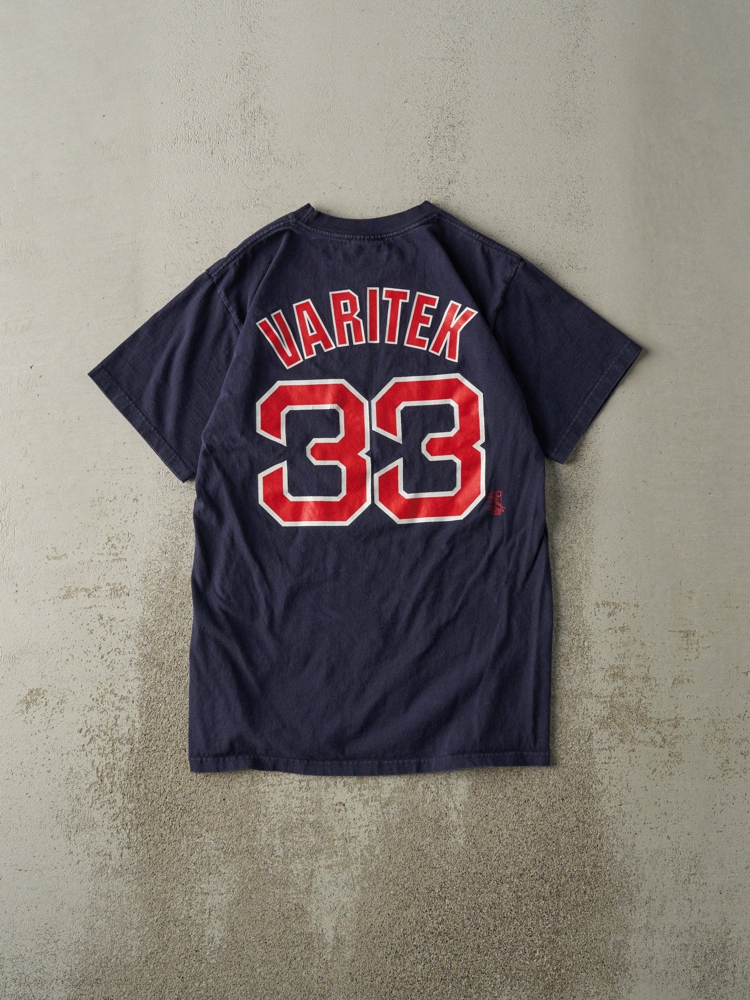 Vintage Y2K Navy Blue Boston Red Sox #33 Jason Varitek Tee (S/M)