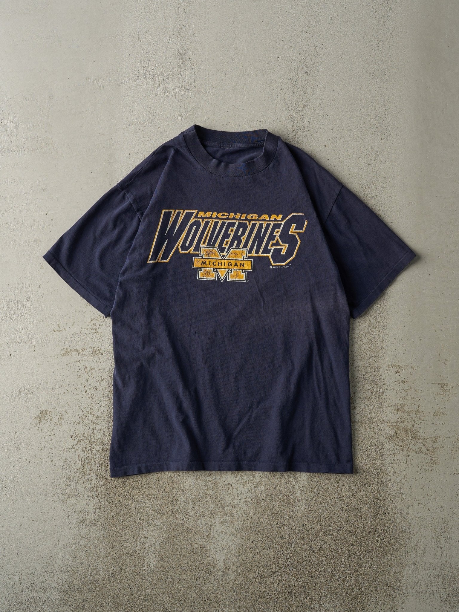 Vintage 90s Navy Blue Michigan Wolverines Single Stitch Tee (M)