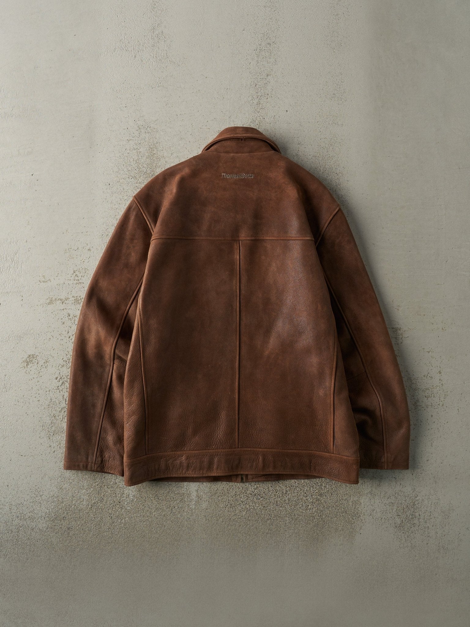 Vintage 90s Brown Embroidered Leather Jacket (M)
