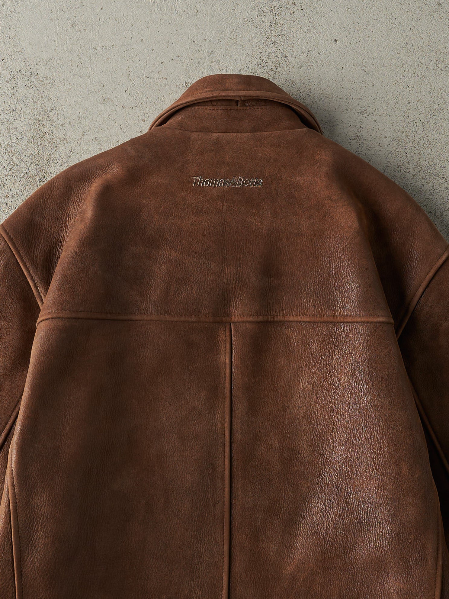 Vintage 90s Brown Embroidered Leather Jacket (M)