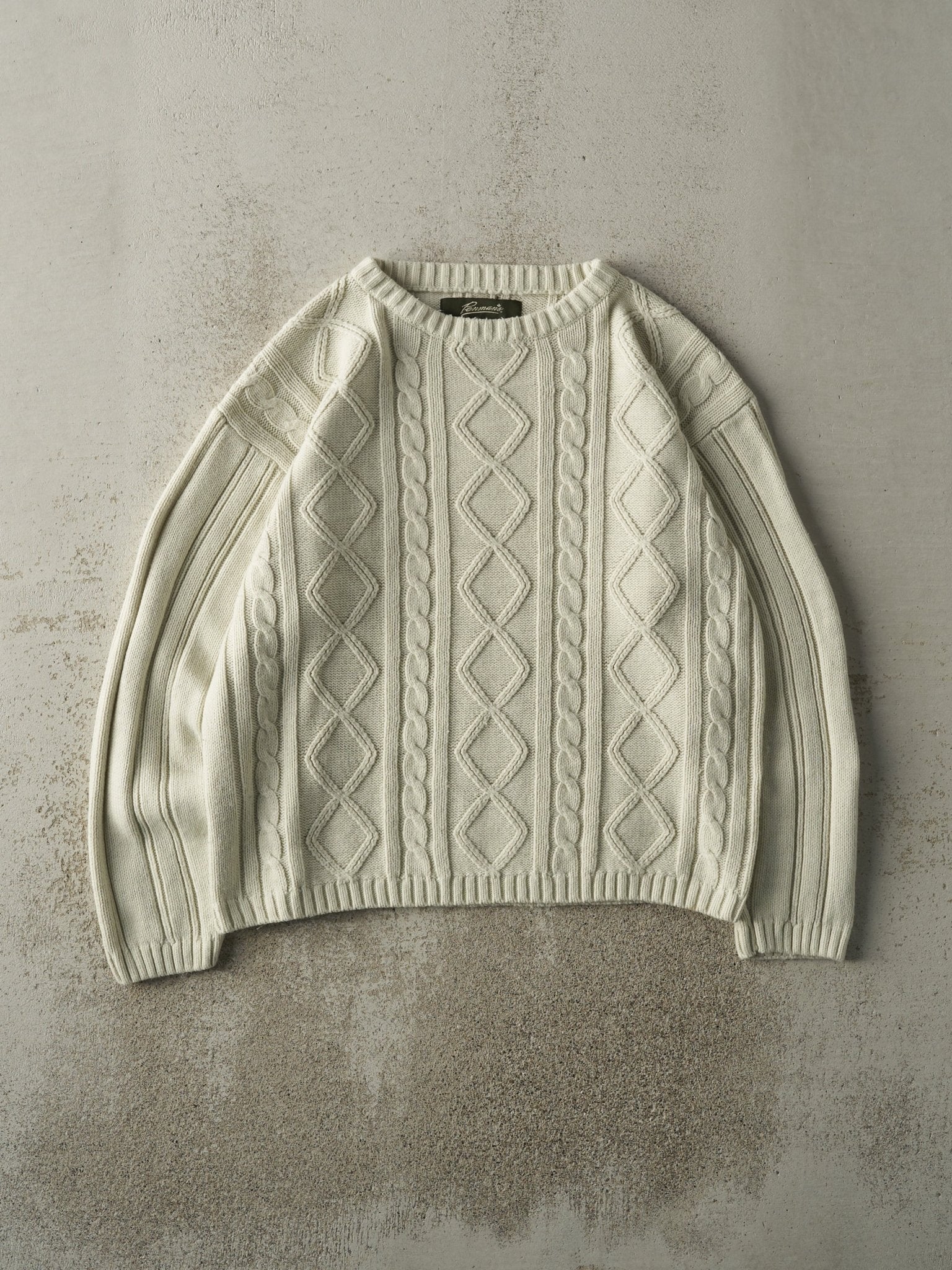 Vintage 90s Beige Penmans Cable Knit Sweater (L)