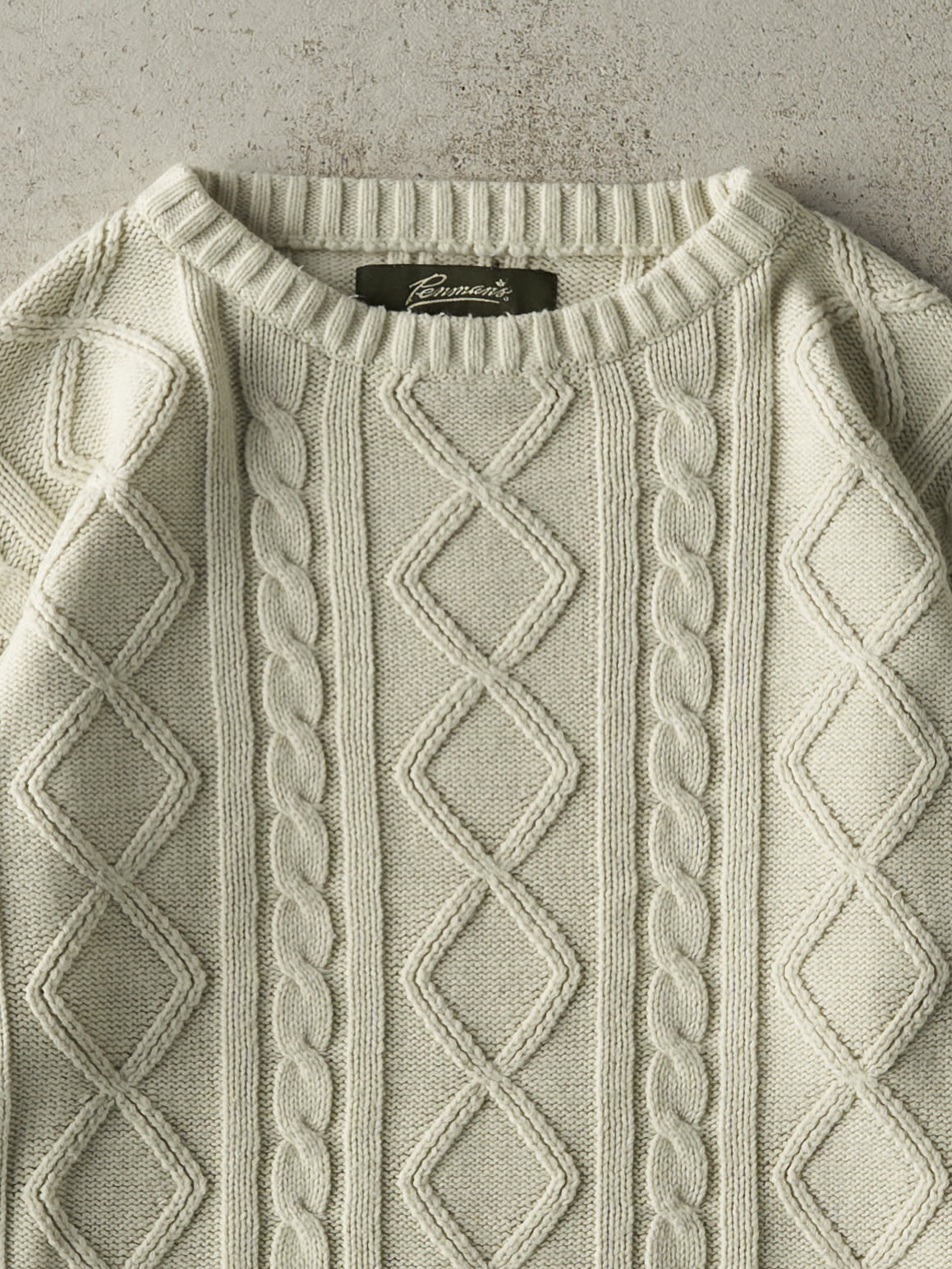 Vintage 90s Beige Penmans Cable Knit Sweater (L)