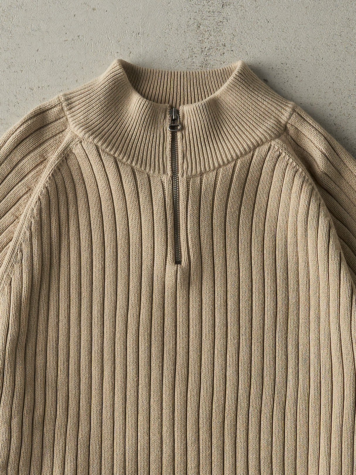 Vintage Y2K Beige Tommy Hilfiger Quarter Zip Knit (XL)