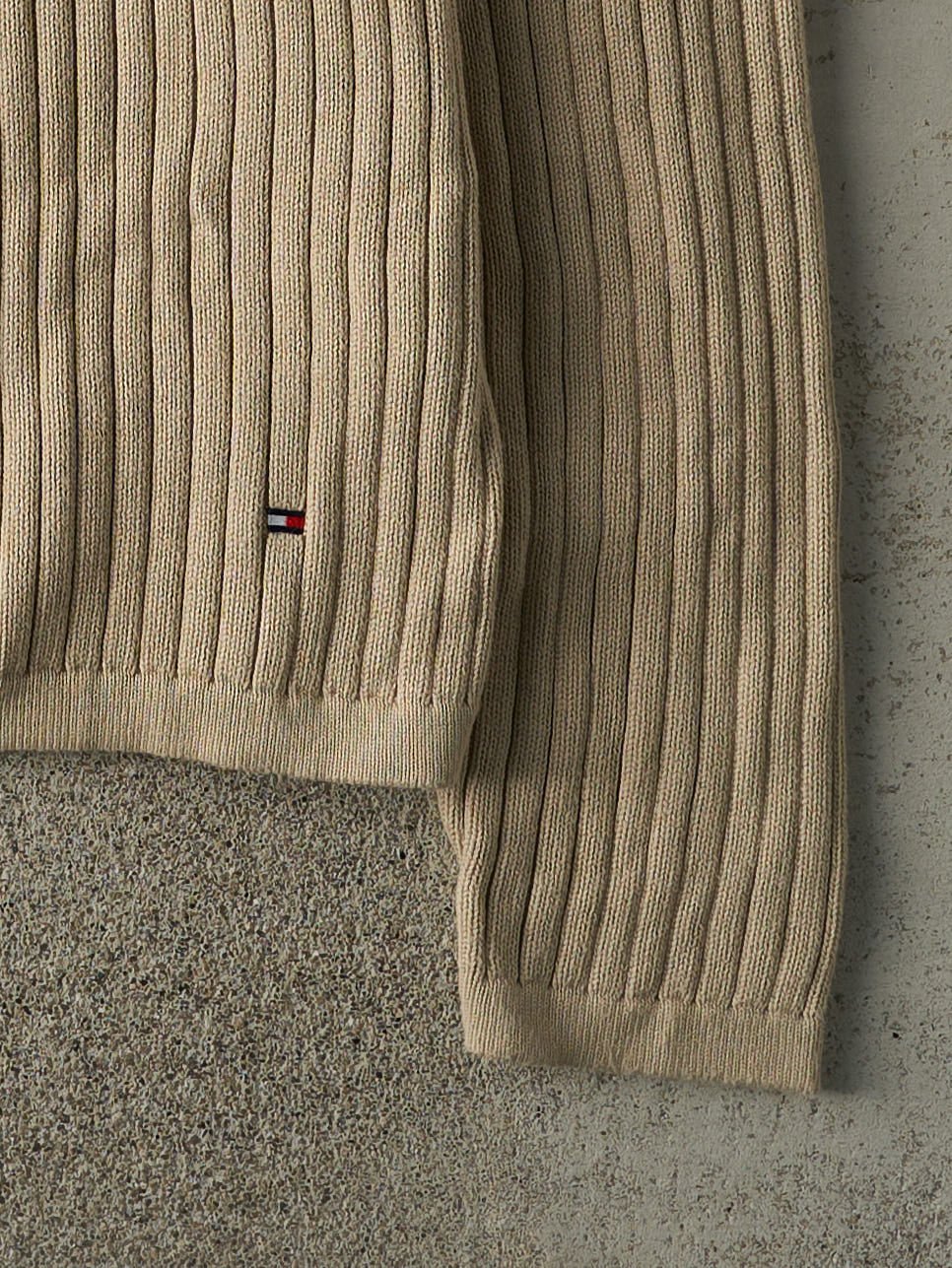 Vintage Y2K Beige Tommy Hilfiger Quarter Zip Knit (XL)
