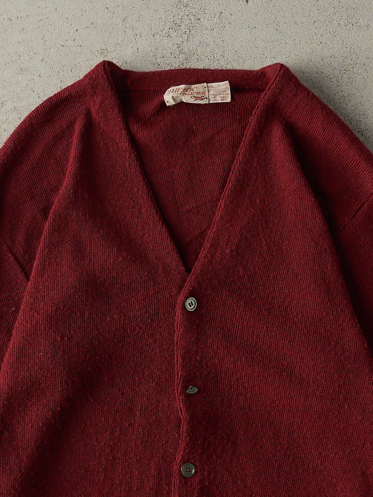 Vintage 80s Red Button Up Knit Cardigan (M)