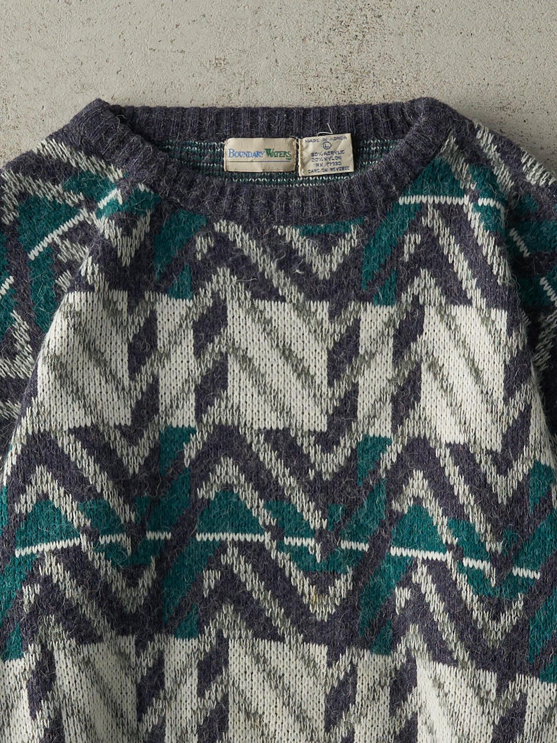 Vintage 80s Purple, Teal & White Grandpa Patterned Knit (M)