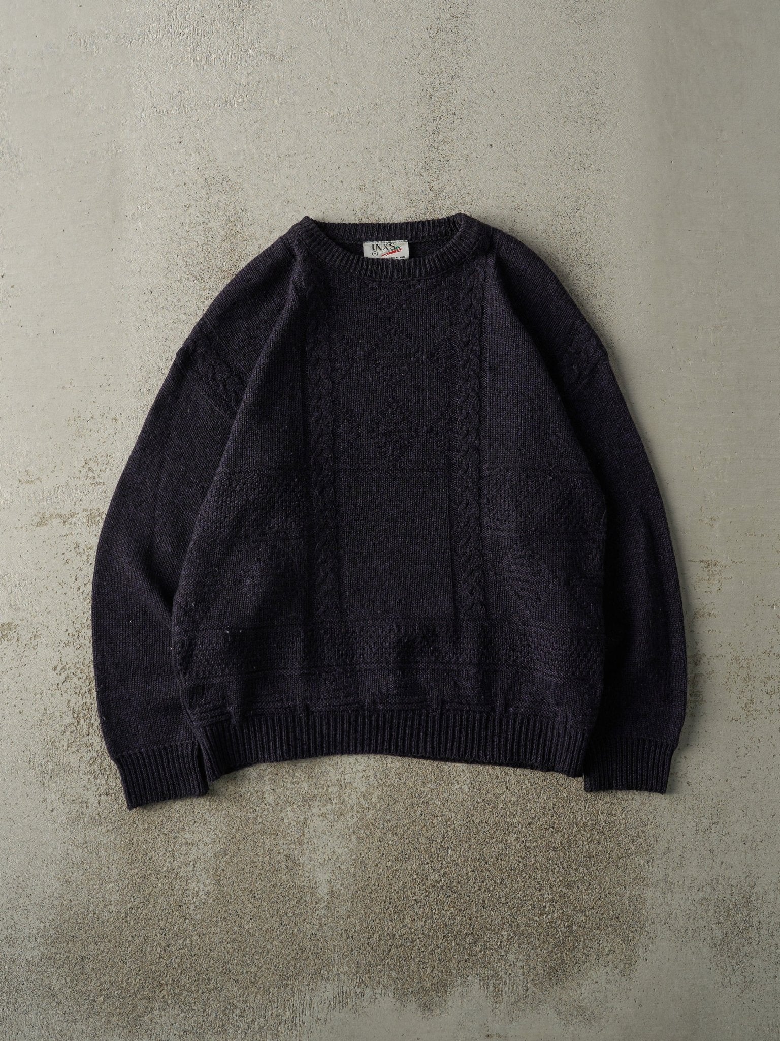 Vintage 90s Navy Blue Box Patterned Knit Pullover (M/L)