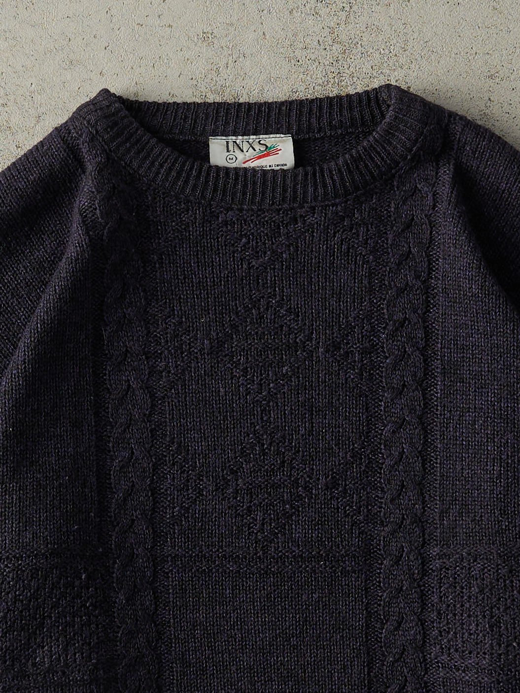 Vintage 90s Navy Blue Box Patterned Knit Pullover (M/L)