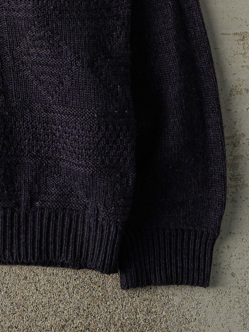 Vintage 90s Navy Blue Box Patterned Knit Pullover (M/L)