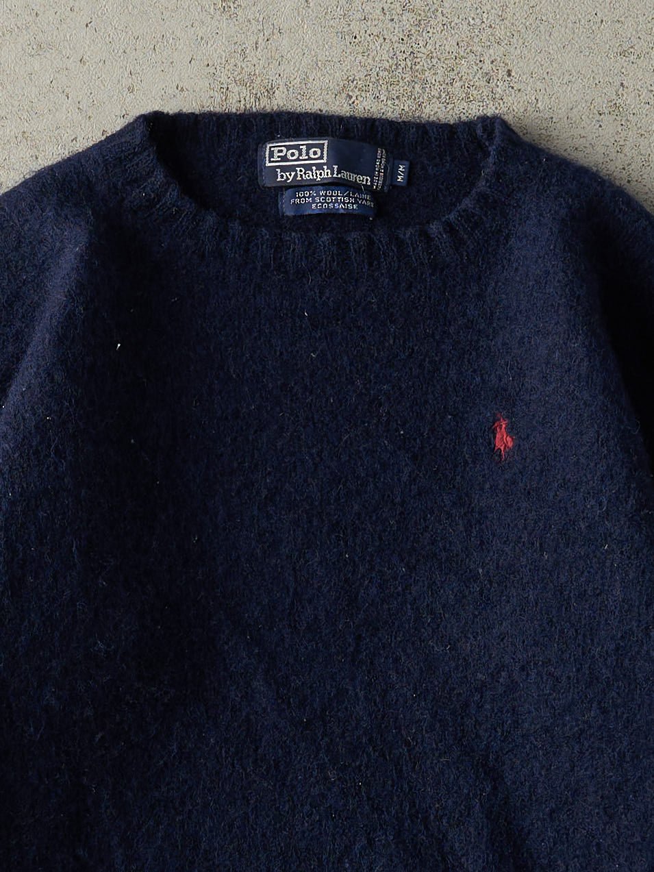 Vintage 90s Navy Blue Embroidered Polo Knit Sweater (S)