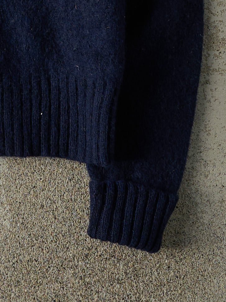Vintage 90s Navy Blue Embroidered Polo Knit Sweater (S)