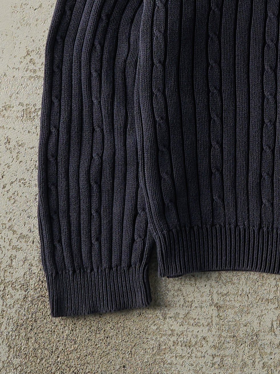 Vintage 90s Navy Blue Pullover Boxy Cable Knit (XL)
