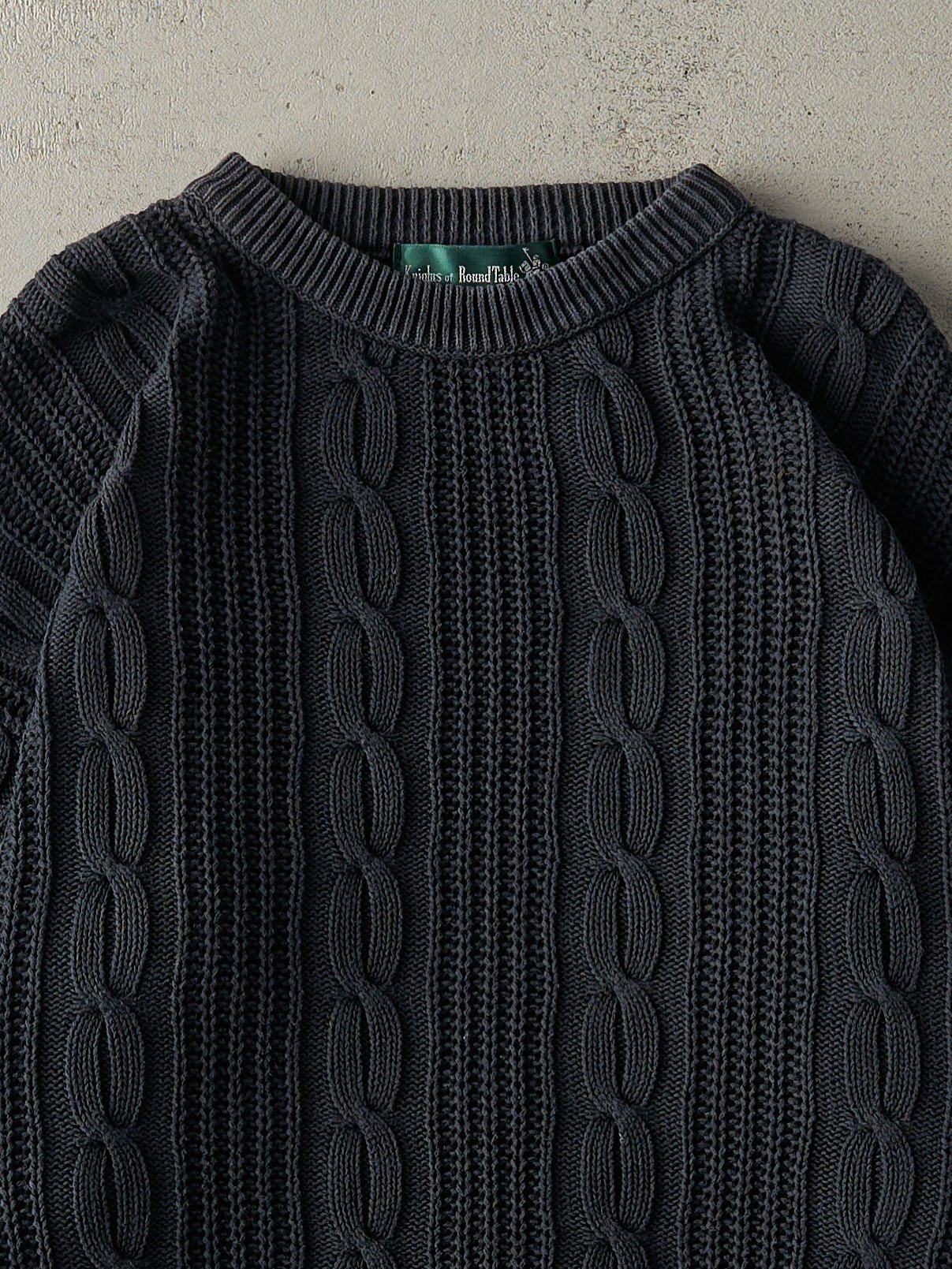 Vintage 90s Black Cable Knit Pullover Sweater (M/L)
