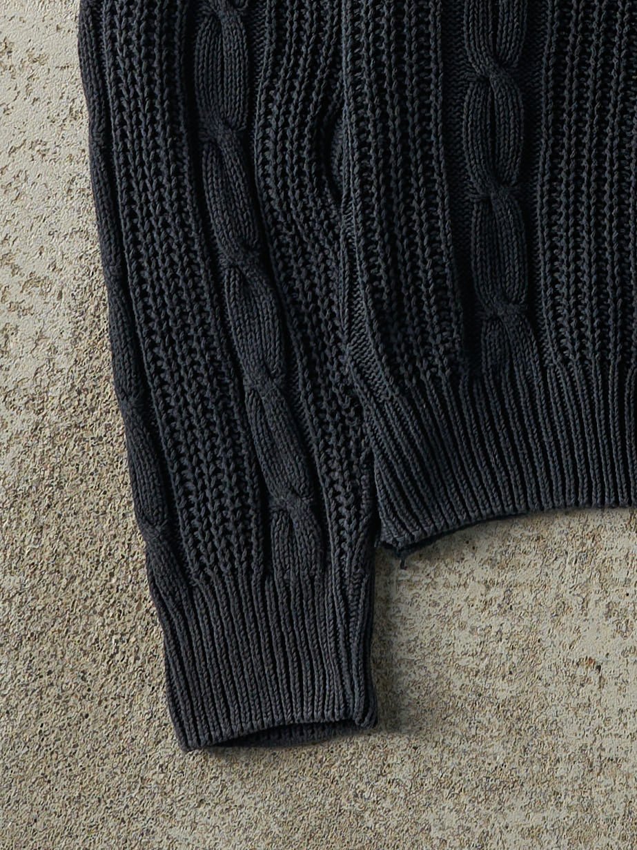 Vintage 90s Black Cable Knit Pullover Sweater (M/L)