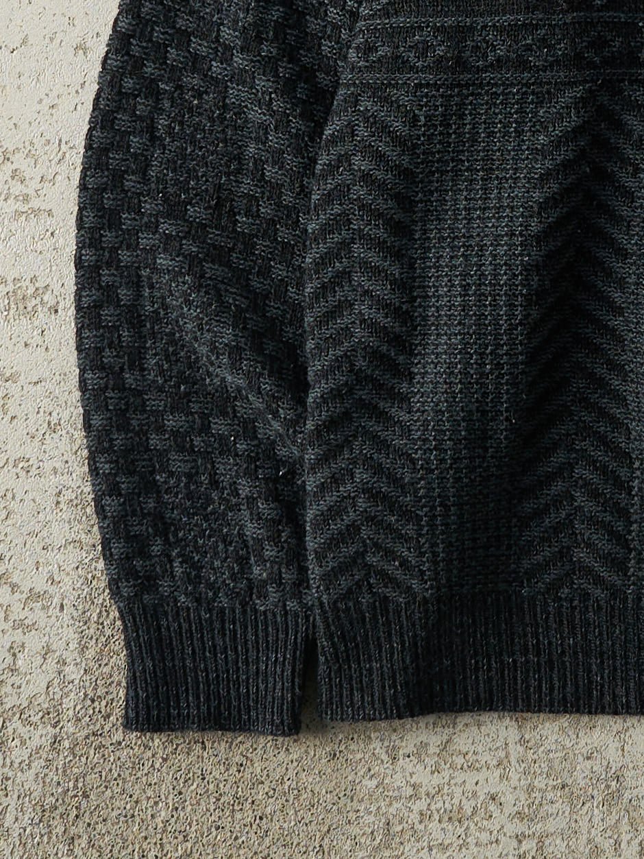 Vintage 80s Black & Navy Patterned Pullover Knit (M)