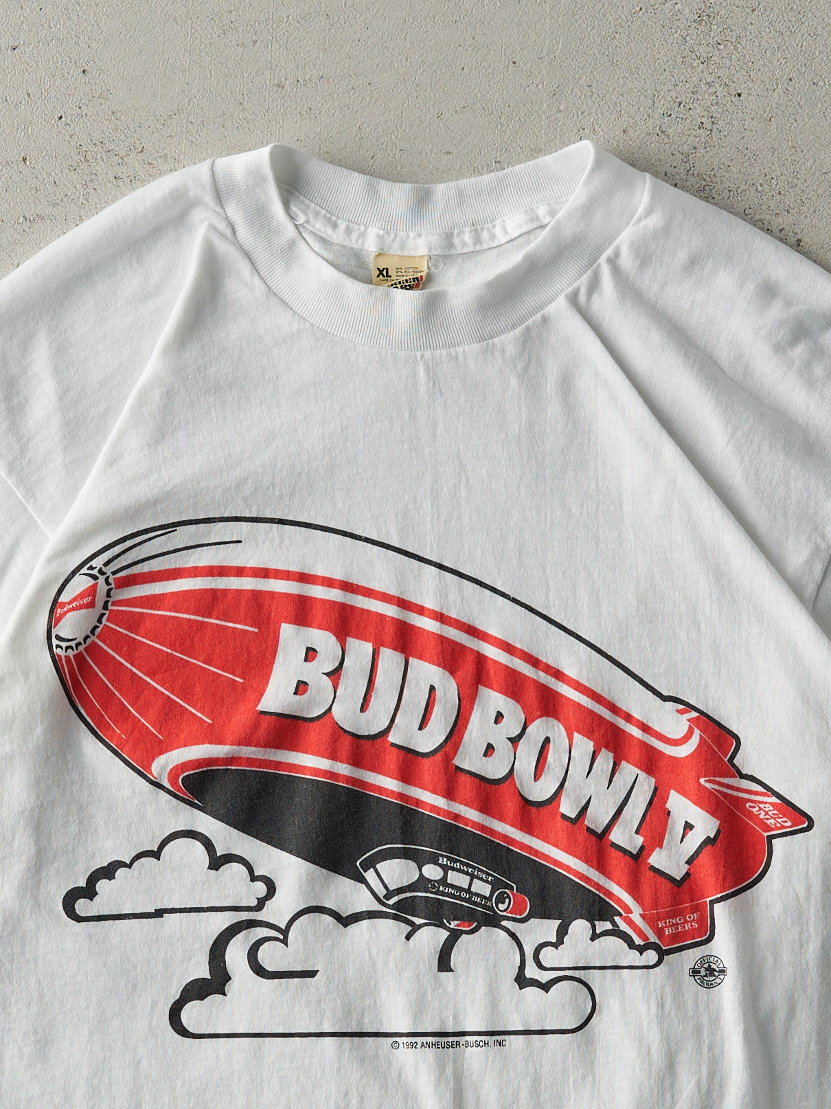 Vintage 92' White Budweiser Bud Bowl V Single Stitch Tee (S)