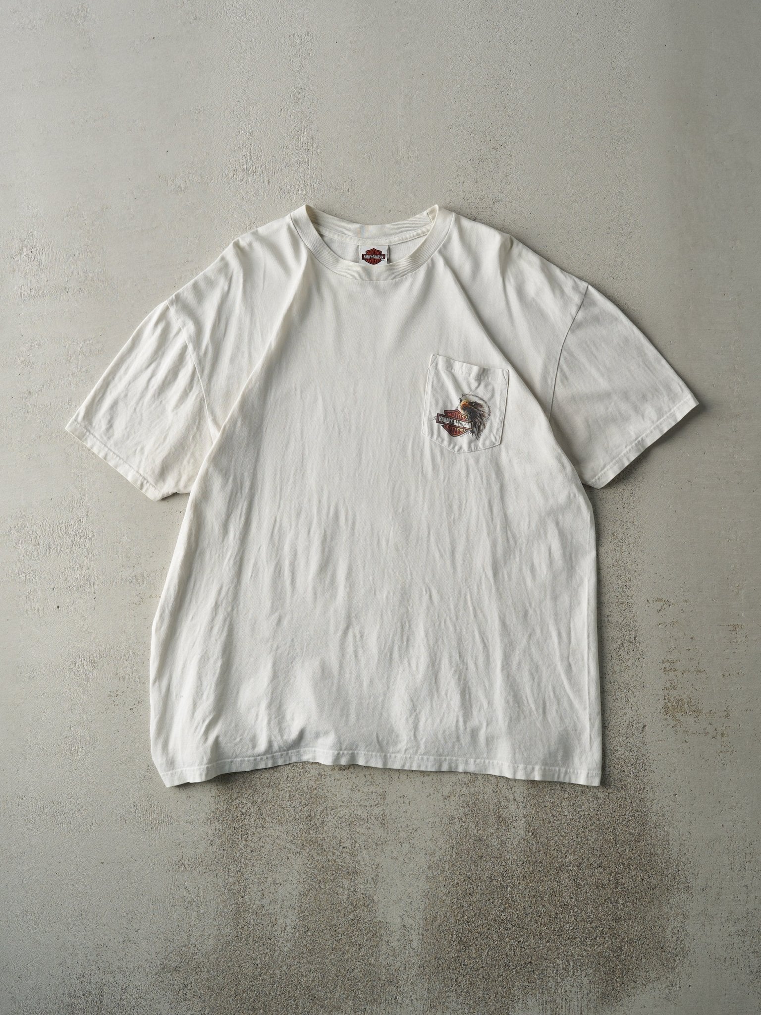 Vintage 10' White Smithfield NC Harley Davidson Pocket Tee (L)