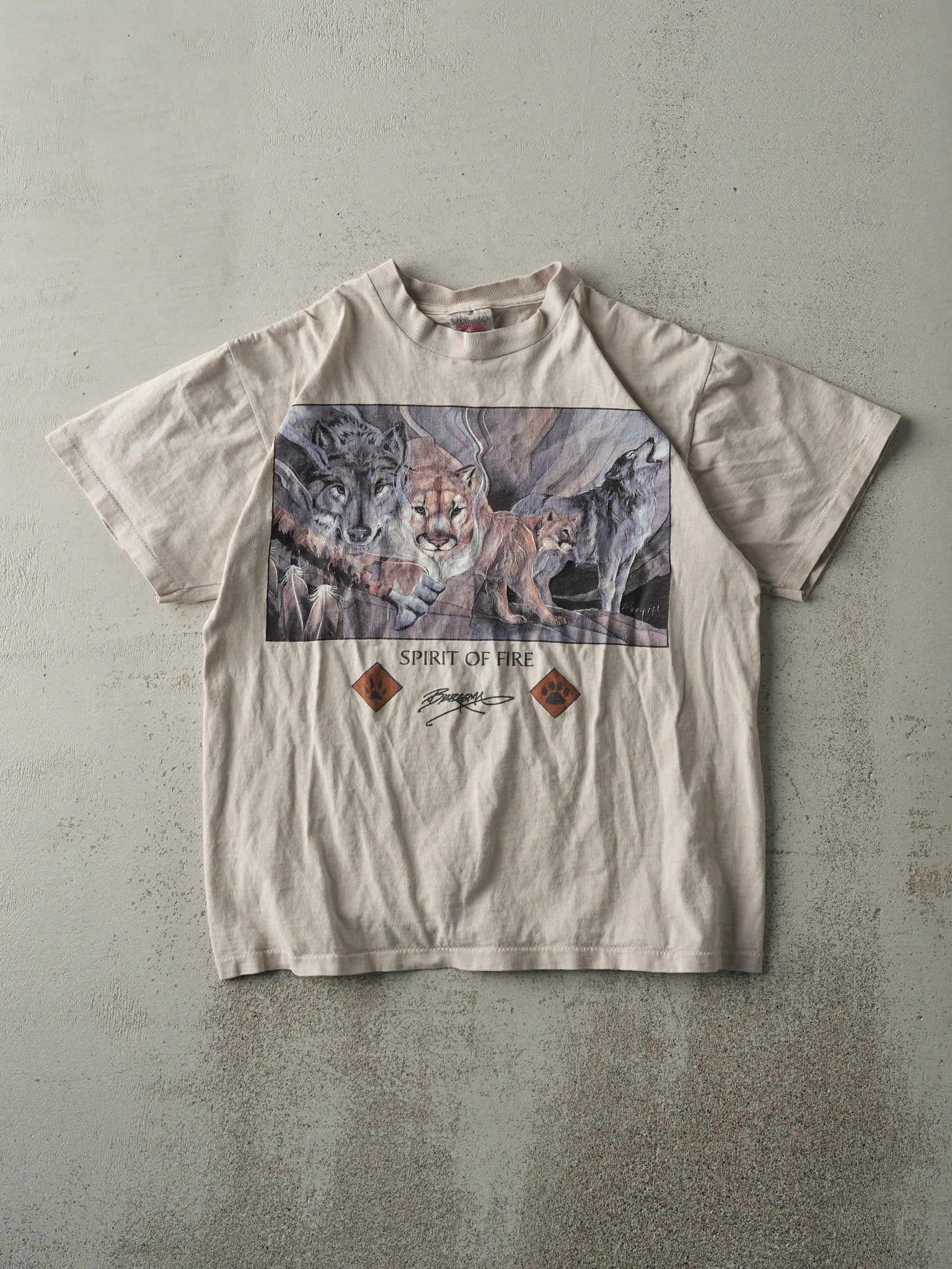 Vintage 90s Beige Spirit of Fire Single Stitch Tee (S)