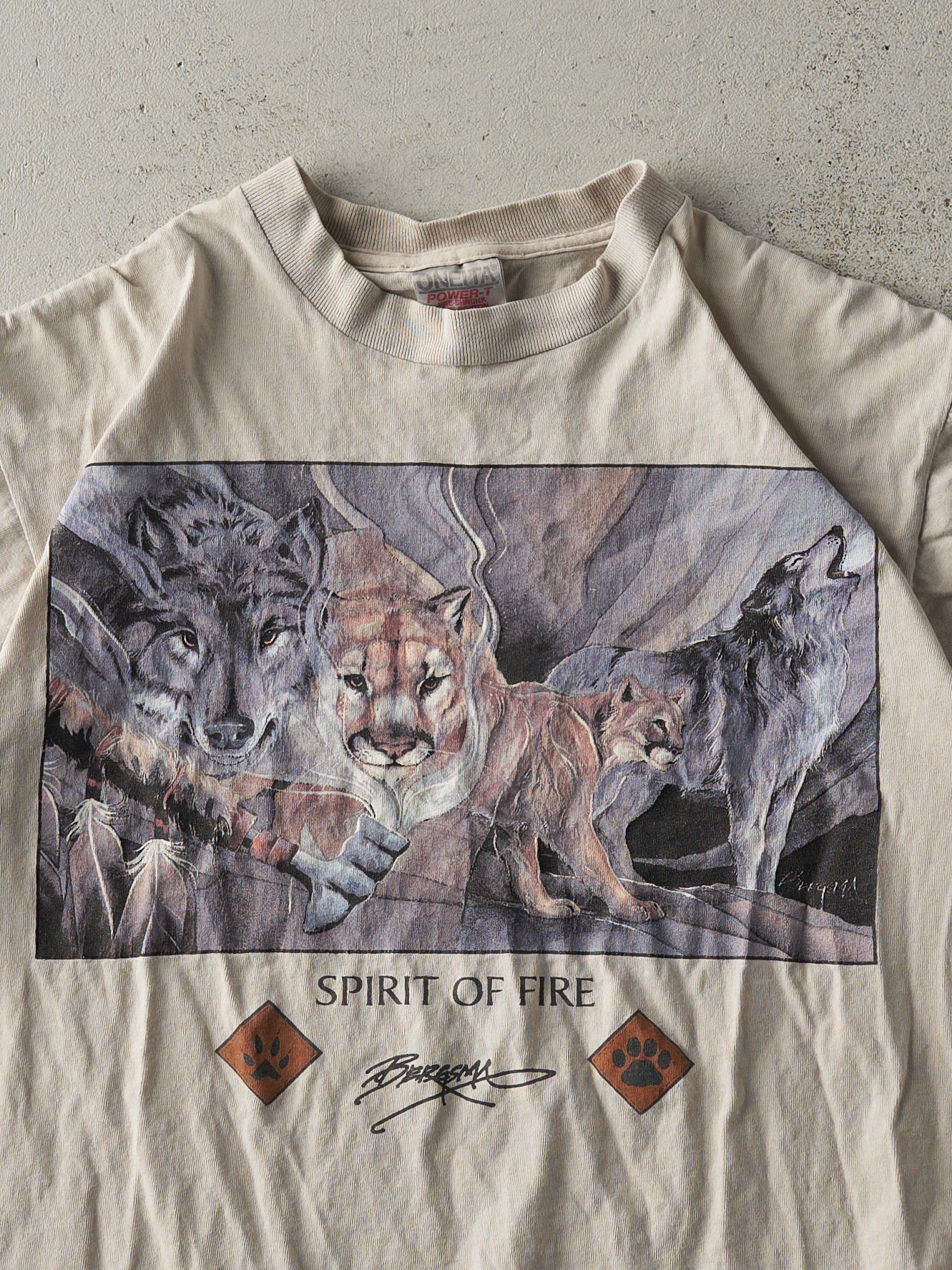 Vintage 90s Beige Spirit of Fire Single Stitch Tee (S)