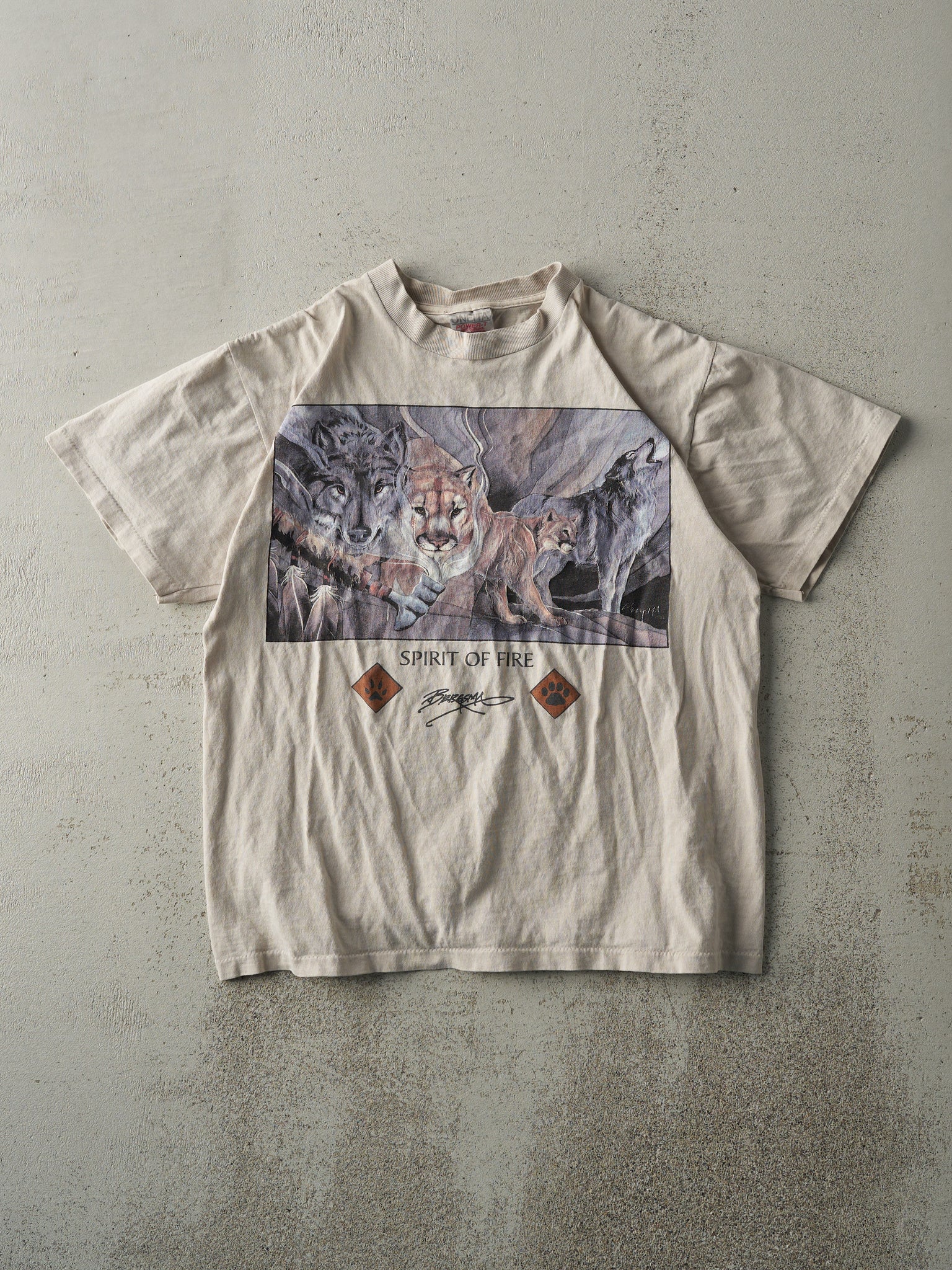 Vintage 90s Beige Spirit of Fire Single Stitch Tee (S)