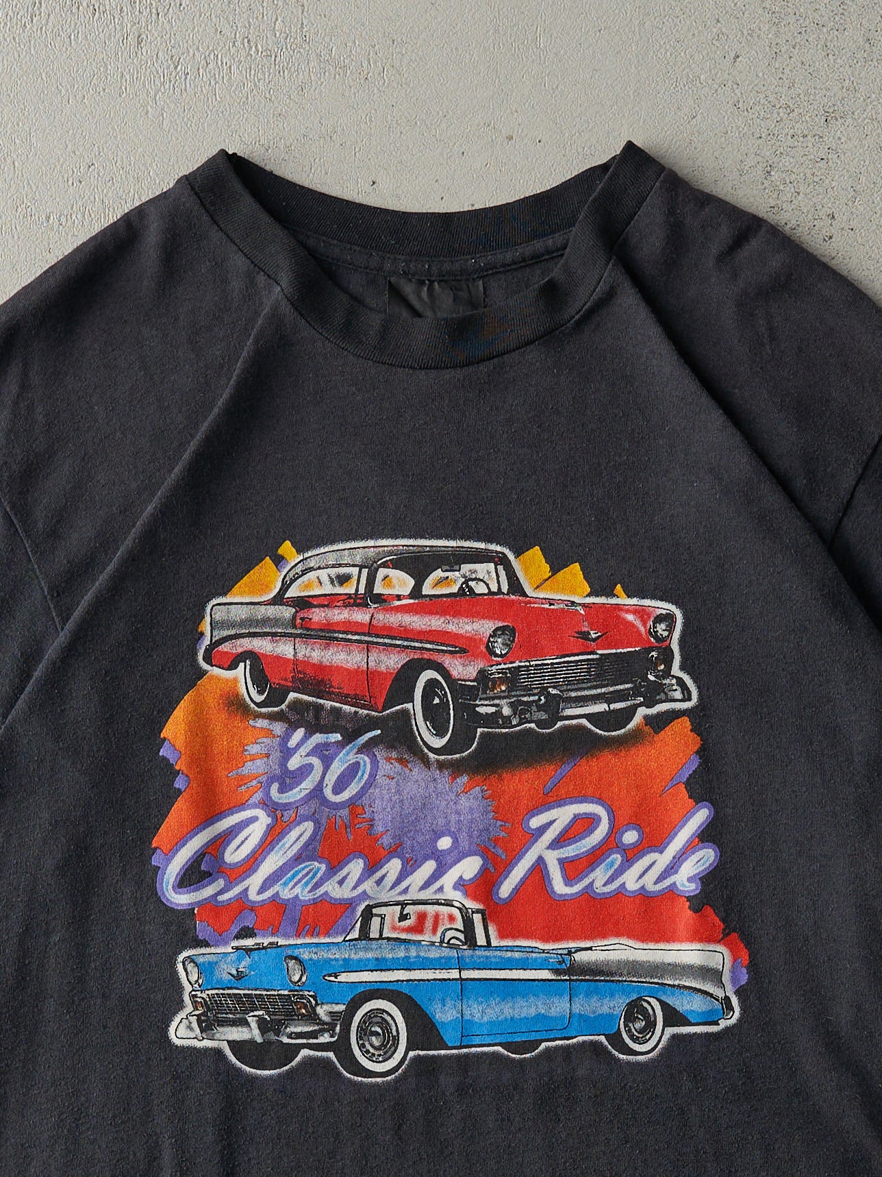 Vintage 80s Faded Black '56 Classic Ride Cars Tee (M/L)