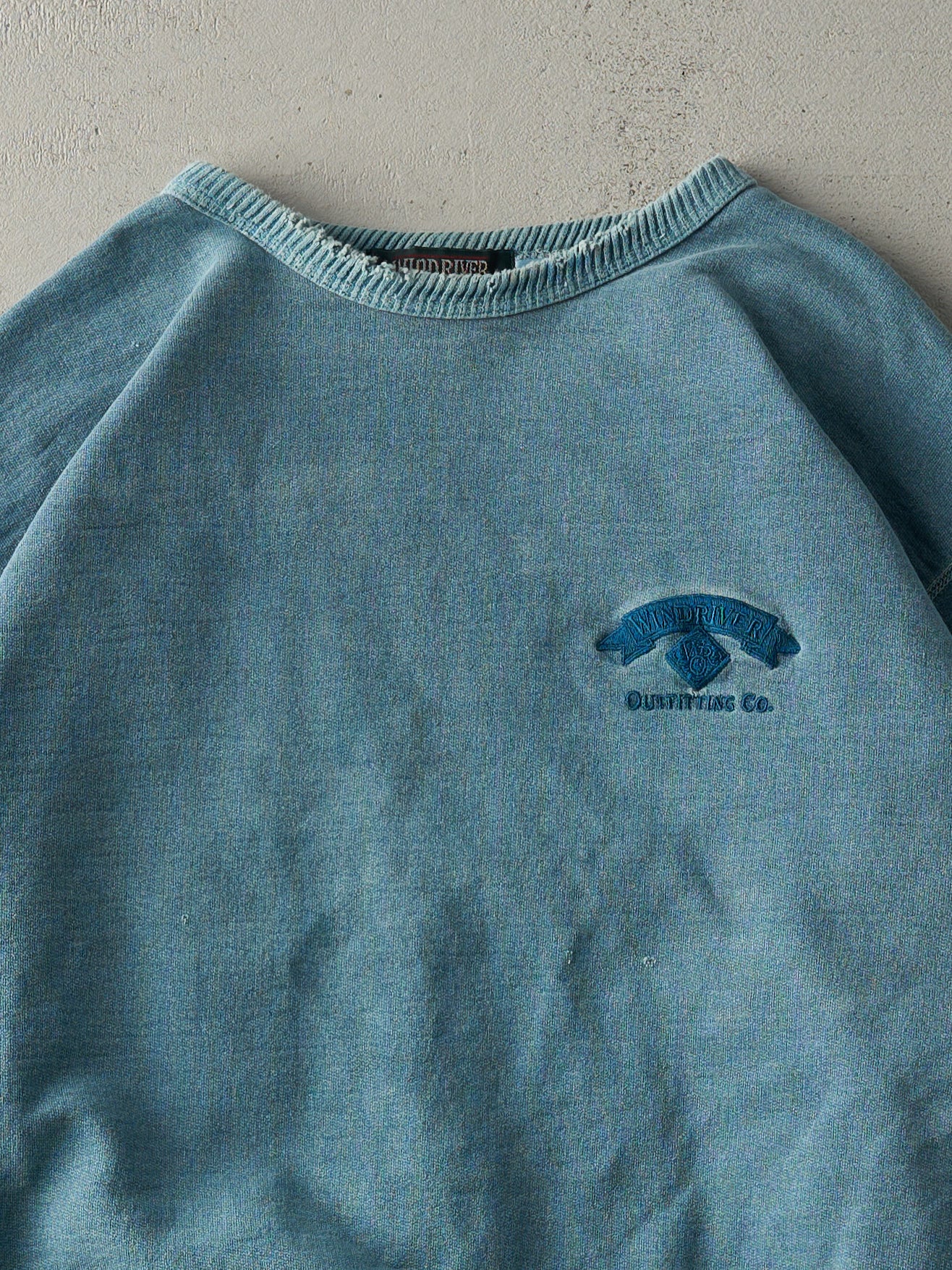 Vintage 90s Washed Teal Wind River Crewneck (XL)