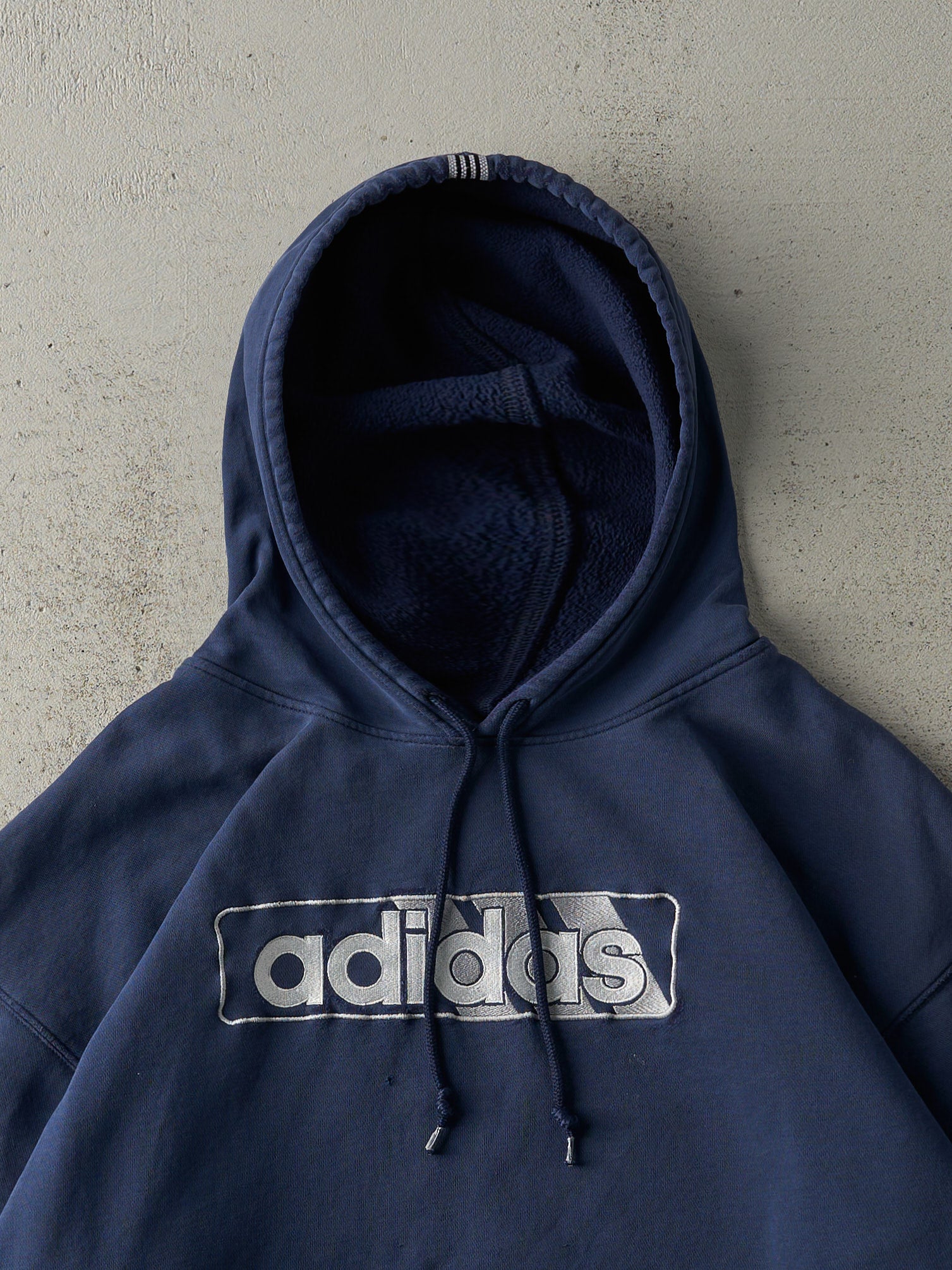 Vintage 90s Navy Blue Embroidered Adidas Hoodie (L)