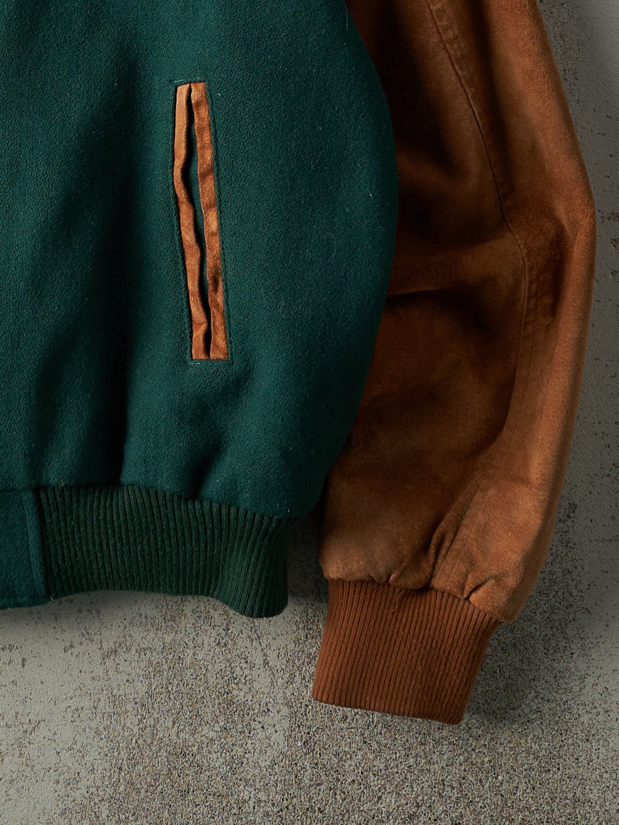Vintage 90s Green & Brown Canadian Waste Services Wool Varsity Jacket (M)