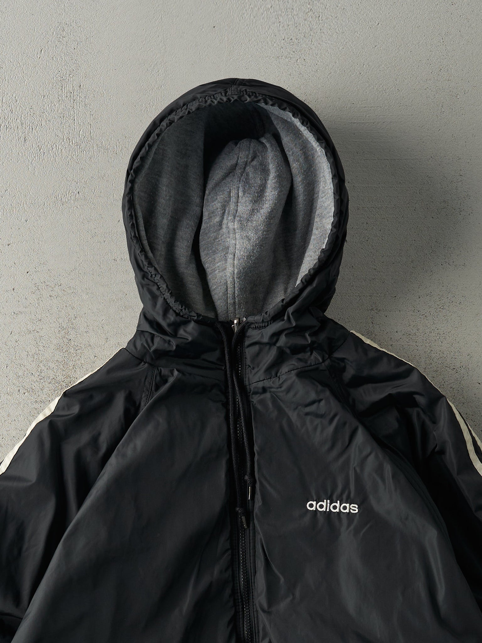 Vintage 90s Black & Grey Adidas Reversible Windbreaker Jacket (L)