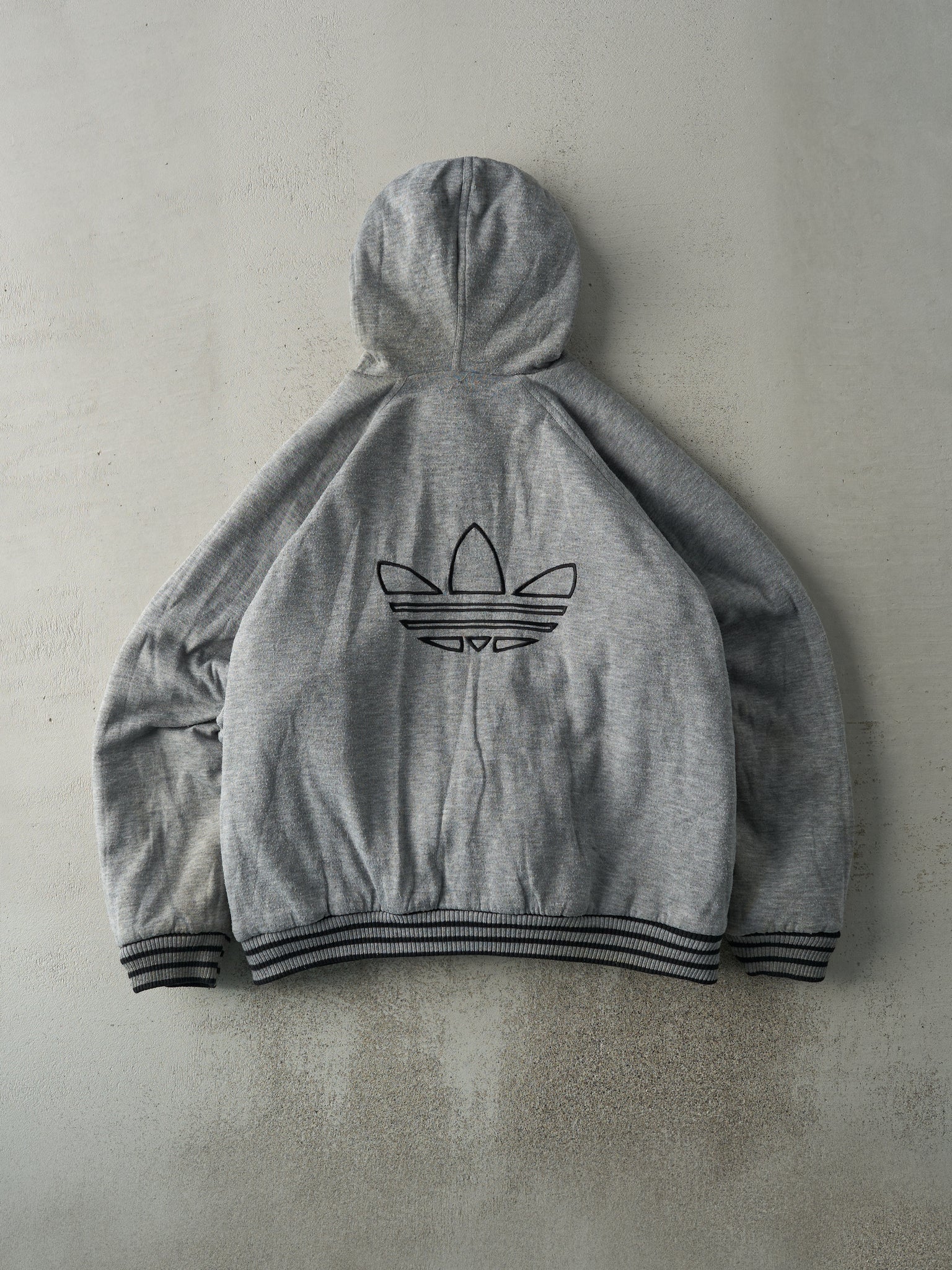 Vintage 90s Black & Grey Adidas Reversible Windbreaker Jacket (L)