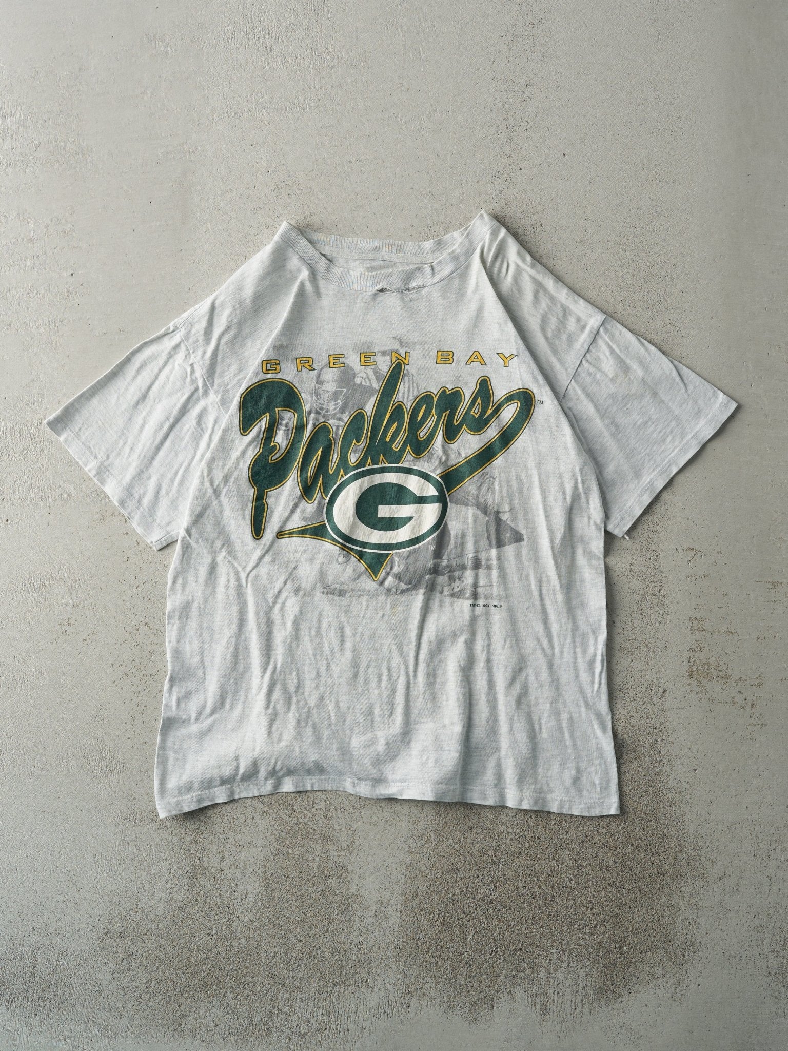 Vintage 94' Heather Grey Green Bay Packers Tee (M)