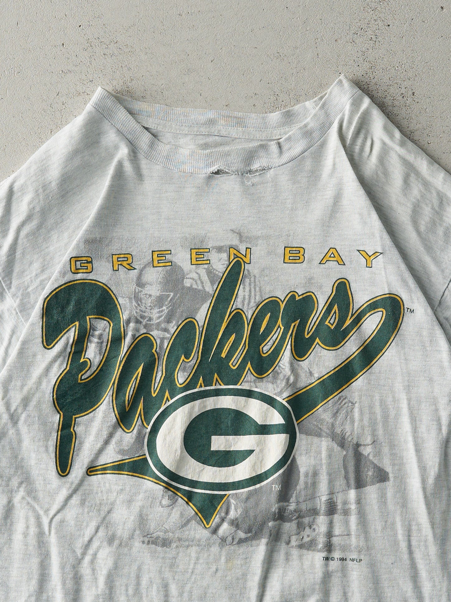Vintage 94' Heather Grey Green Bay Packers Tee (M)
