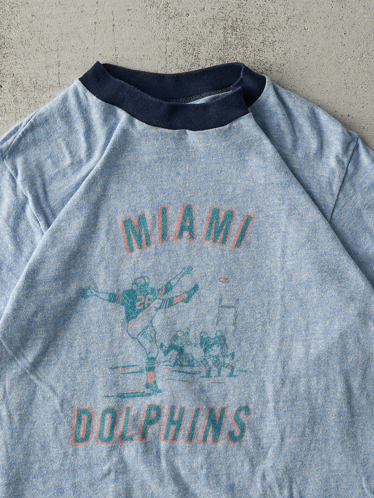 Vintage 80s Blue Miami Dolphins Ringer Tee (XS)