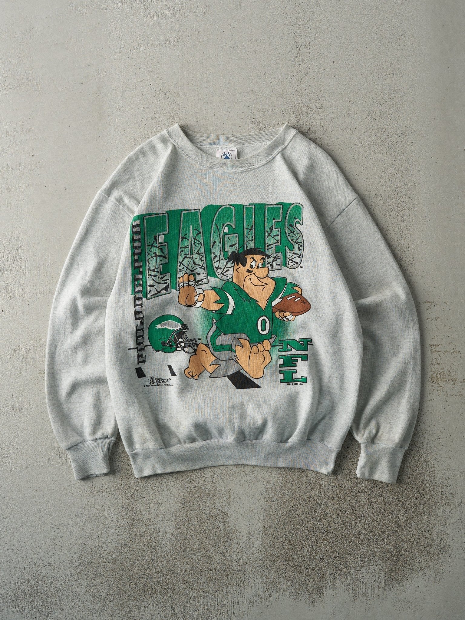 Vintage 93' Heather Grey Philadelphia Eagles x Flintstones Crewneck (M)