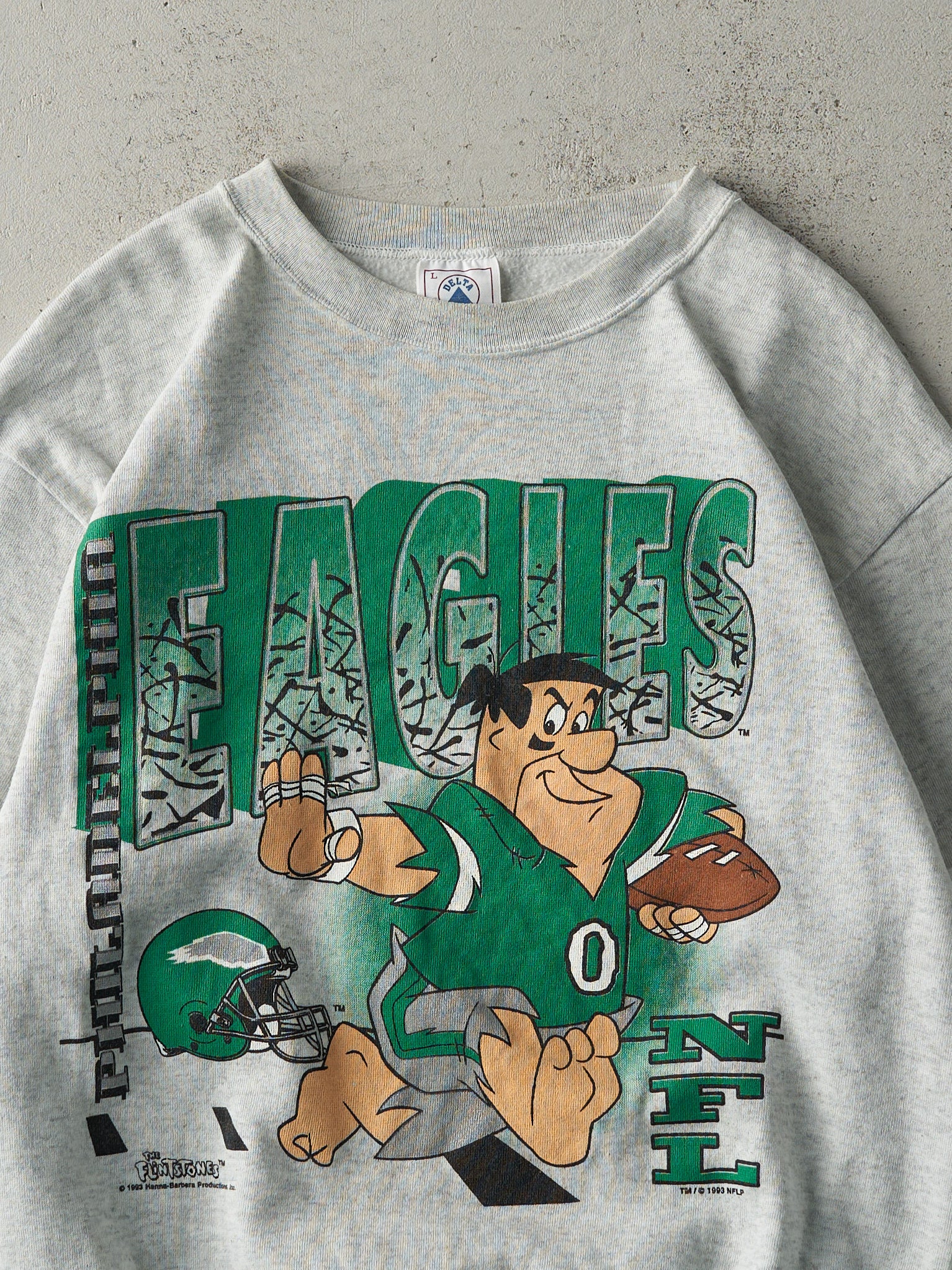 Vintage 93' Heather Grey Philadelphia Eagles x Flintstones Crewneck (M)