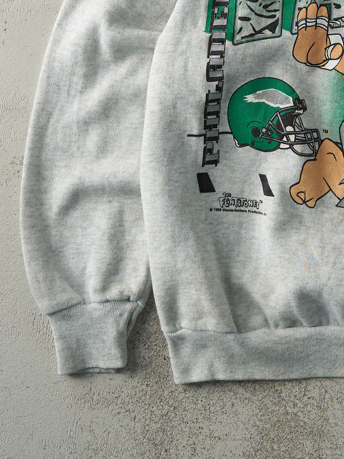 Vintage 93' Heather Grey Philadelphia Eagles x Flintstones Crewneck (M)