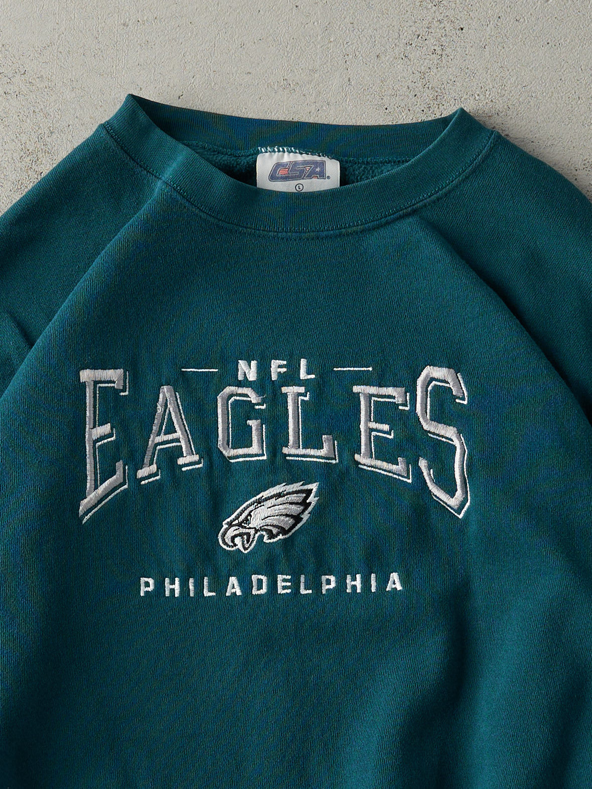 Vintage 90s Green Embroidered Philadelphia Eagles Crewneck (M)