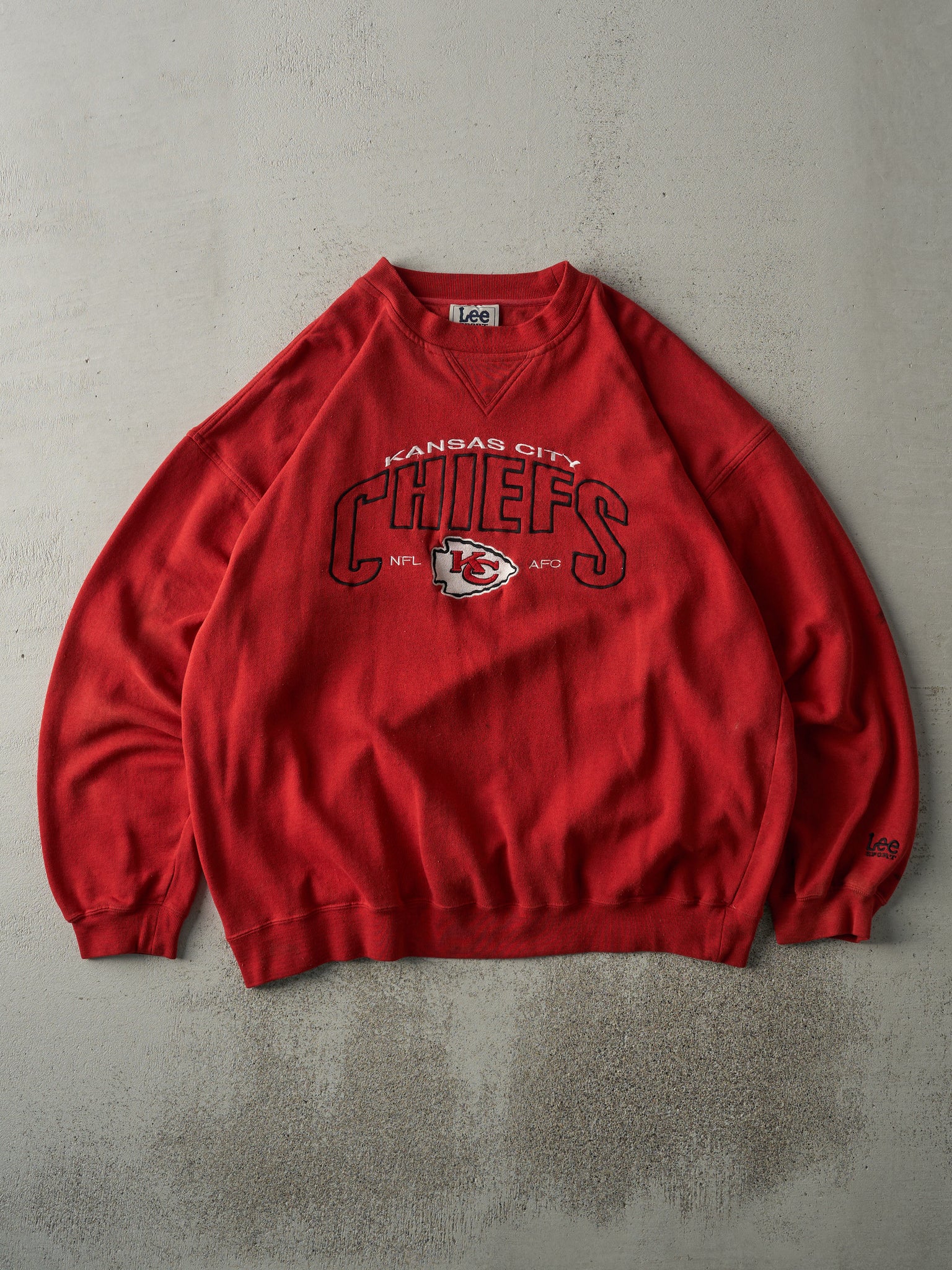 Vintage 90s Red Embroidered Kansas City Chiefs Crewneck (L)