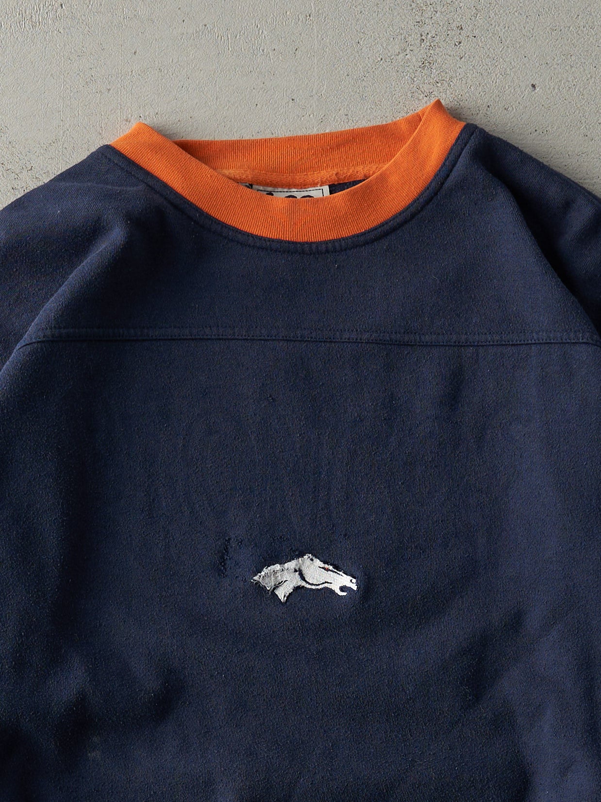 Vintage 90s Navy Blue & Orange Denver Broncos Crewneck (L)