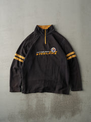 Vintage Y2K Black Embroidered Pittsburgh Steelers Quarter Zip Crewneck (ML)