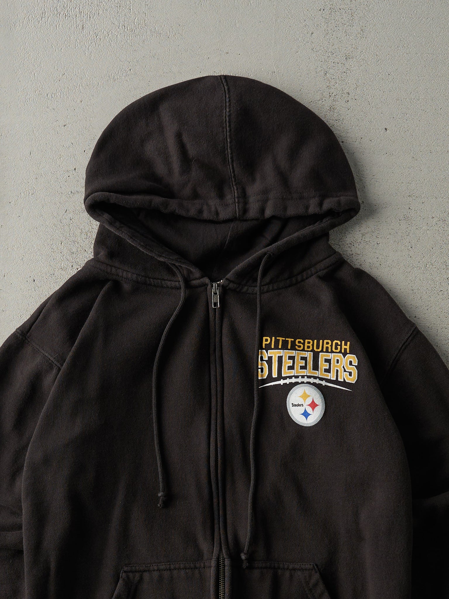 16' Black Pittsburgh Steelers Zip-Up Hoodie (M)